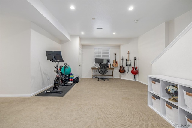 3433 N Wabash St, Denver, CO 80238 - workout room featuring carpet and recessed lighting