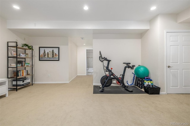 3433 N Wabash St, Denver, CO 80238 - workout room featuring light colored carpet and recessed lighting