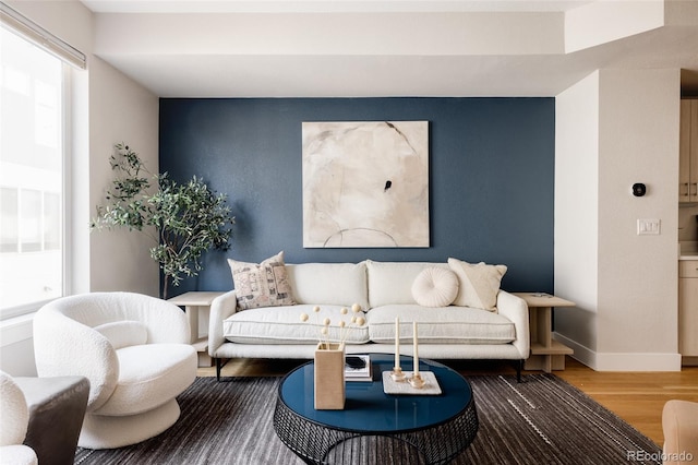 living room with wood-type flooring