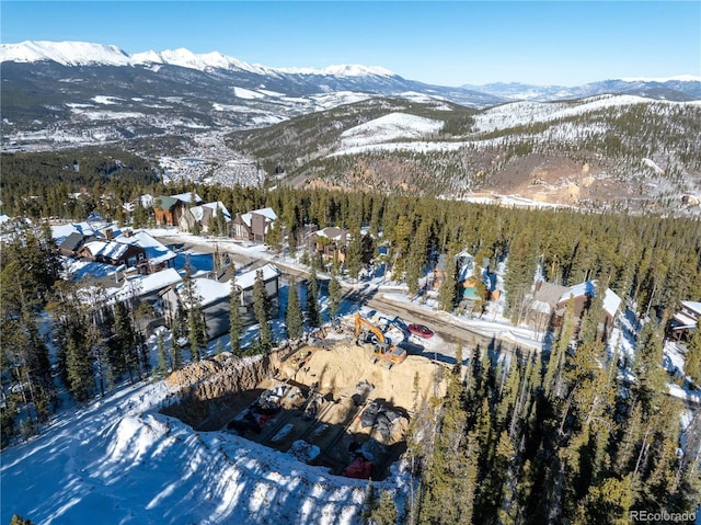 birds eye view of property with a mountain view