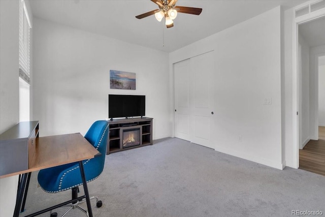5045 Preserve Pl, Firestone, CO 80504 - office with a ceiling fan and carpet flooring