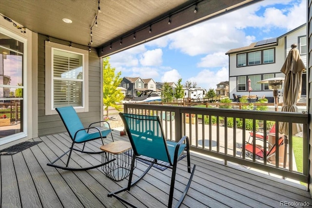 5045 Preserve Pl, Firestone, CO 80504 - wooden deck with a residential view