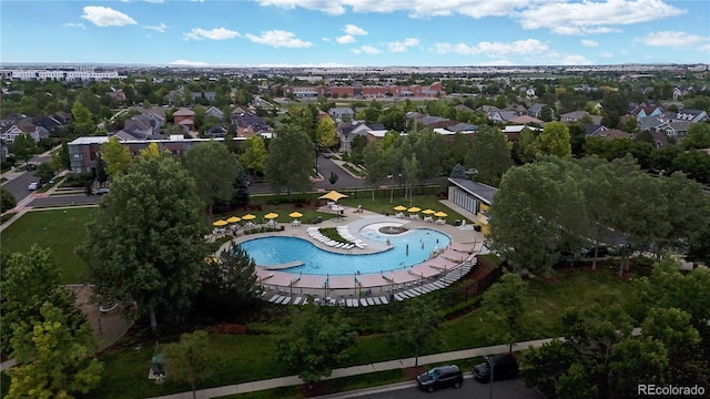 bird's eye view of a pool area