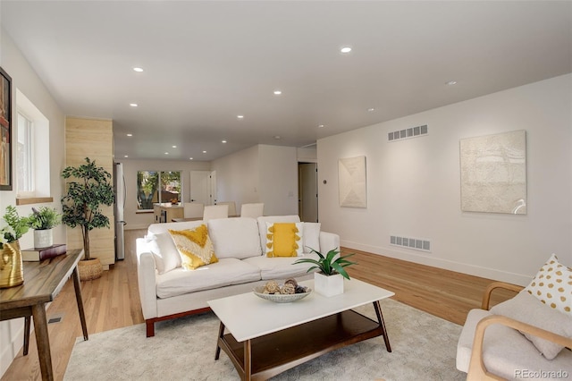 living room featuring light hardwood / wood-style floors