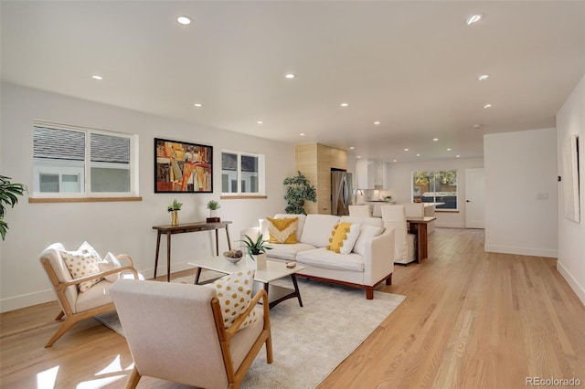 living room with light wood-type flooring