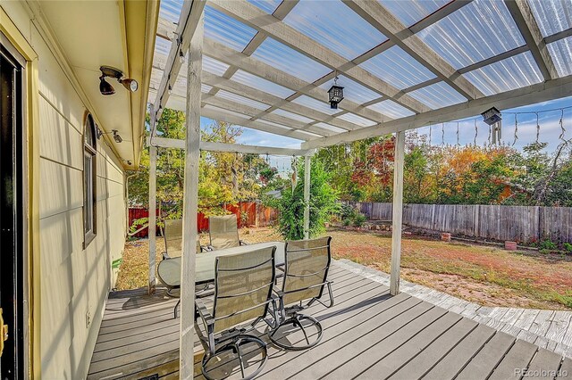 1550 S Telluride St, Aurora, CO 80017 - deck featuring a fenced backyard and outdoor dining space