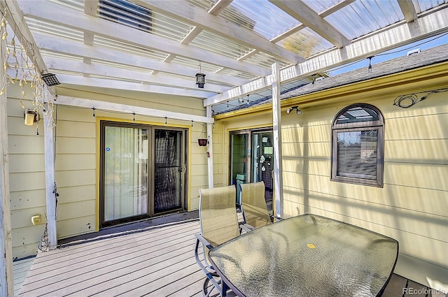 deck featuring a pergola