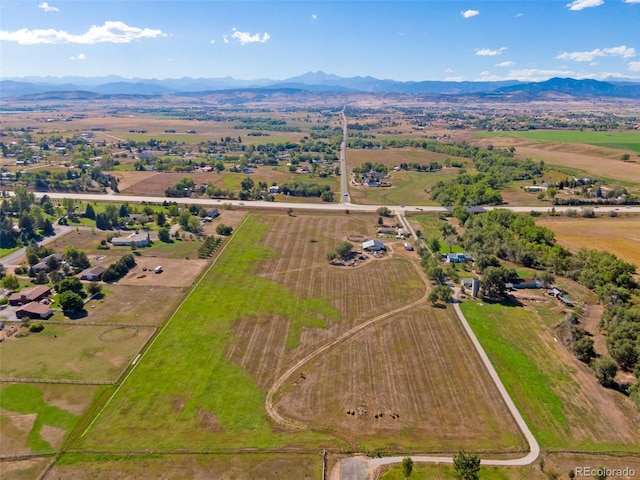 bird's eye view with a mountain view