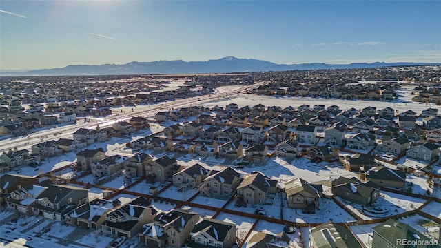 drone / aerial view with a mountain view