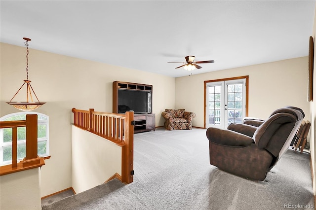5457 S Valdai St, Aurora, CO 80015 - living area with carpet flooring and ceiling fan
