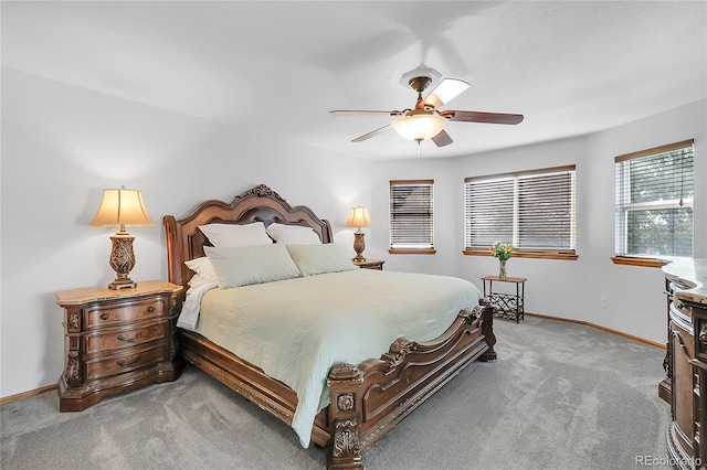 5457 S Valdai St, Aurora, CO 80015 - bedroom with light carpet, baseboards, and a ceiling fan