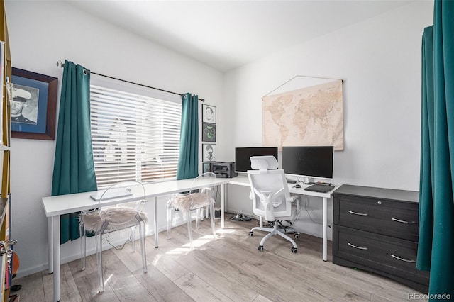 office space featuring wood finished floors