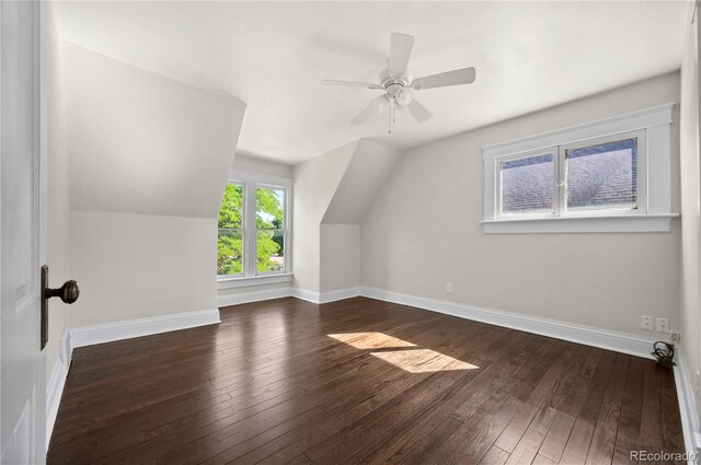 1024 Greenwood Ave, Canon City, CO 81212 - additional living space featuring vaulted ceiling, wood-type flooring, and a ceiling fan