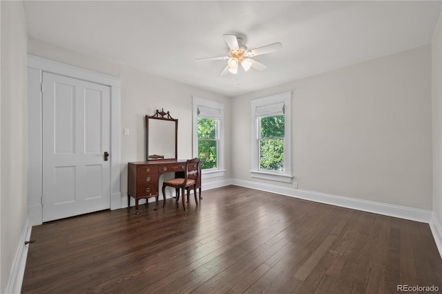 1024 Greenwood Ave, Canon City, CO 81212 - office area with a ceiling fan and dark wood-type flooring