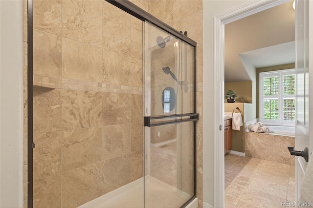 4545 S Monaco St Unit 114, Denver, CO 80237 - full bath with a shower stall and a garden tub