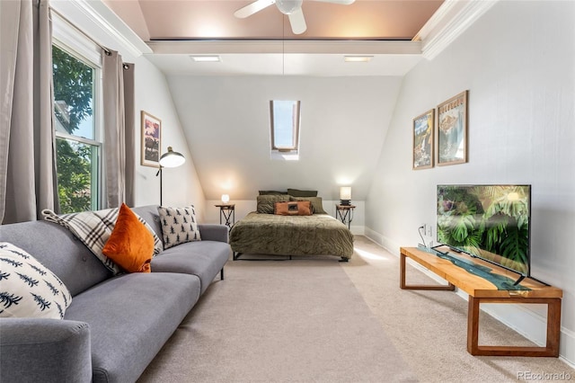 222 S Logan St, Denver, CO 80209 - bedroom with carpet flooring, crown molding, and ceiling fan