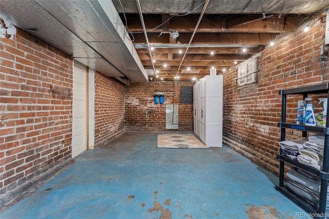 222 S Logan St, Denver, CO 80209 - unfinished below grade area featuring brick wall