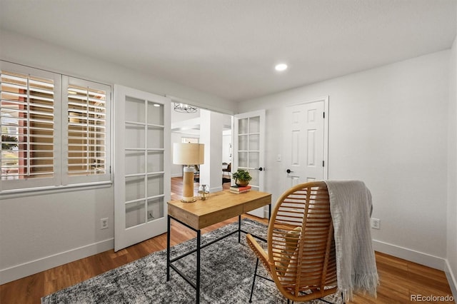 5554 S Ward Way, Littleton, CO 80127 - office featuring baseboards, wood finished floors, recessed lighting, and french doors