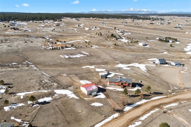 drone / aerial view with a mountain view