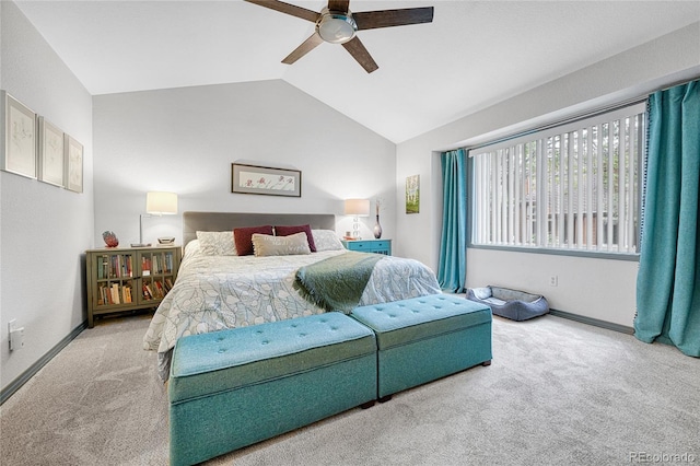 11820 W 66th Pl Unit C, Arvada, CO 80004 - carpeted bedroom featuring vaulted ceiling, ceiling fan, and baseboards