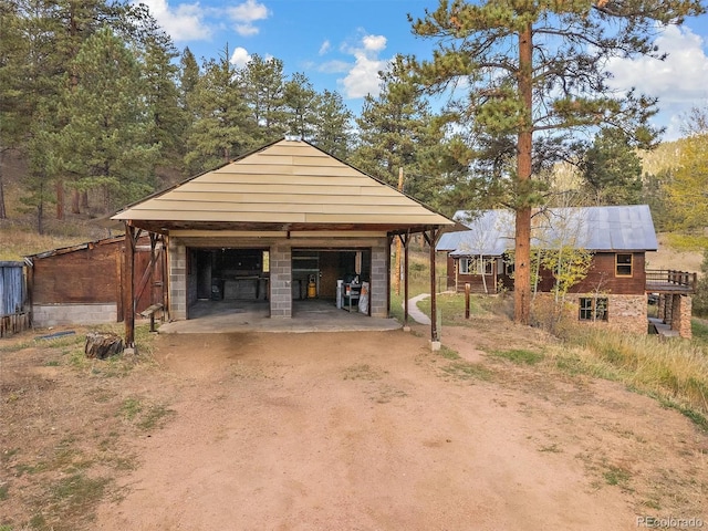 exterior space with a garage