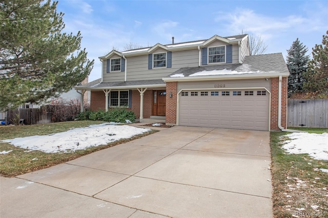 front of property featuring a garage