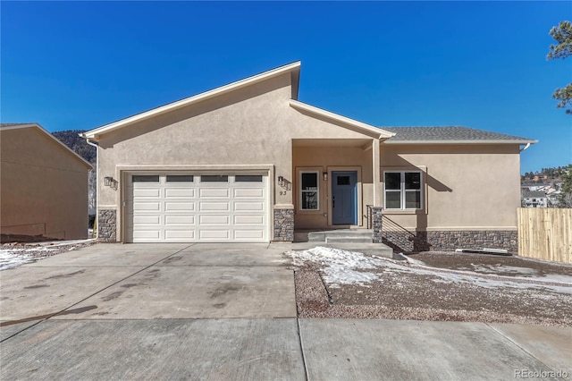 view of front of house with a garage