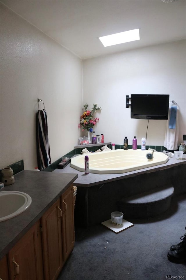 office with sink and a skylight