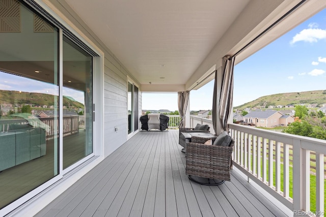 423 Rogers Way, Castle Rock, CO 80104 - wooden deck with a residential view and a mountain view