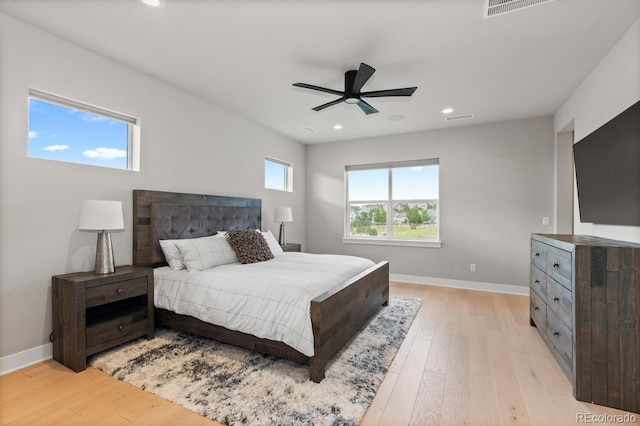 423 Rogers Way, Castle Rock, CO 80104 - bedroom featuring light wood-type flooring, recessed lighting, and ceiling fan