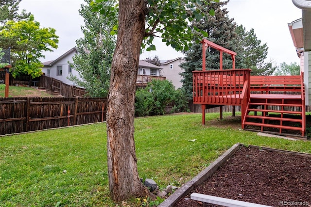 2777 S Sedalia St, Aurora, CO 80013 - fenced backyard with a wooden deck