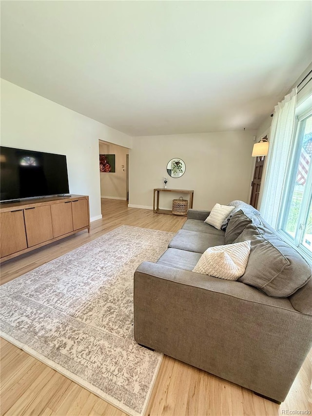 4425 E Harvard Ave, Denver, CO 80222 - living area with wood finished floors and baseboards