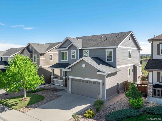 7686 Grady Cir, Castle Rock, CO 80108 - view of front of property featuring a garage, driveway, a shingled roof, and a residential view