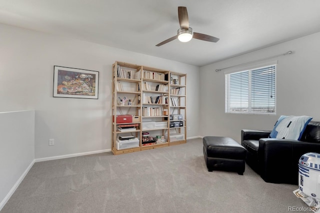 7686 Grady Cir, Castle Rock, CO 80108 - living area with ceiling fan, carpet floors, and baseboards