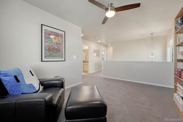 7686 Grady Cir, Castle Rock, CO 80108 - sitting room with carpet, a ceiling fan, recessed lighting, and baseboards