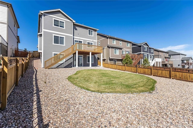7686 Grady Cir, Castle Rock, CO 80108 - back of property with stairs, a residential view, and a wooden deck