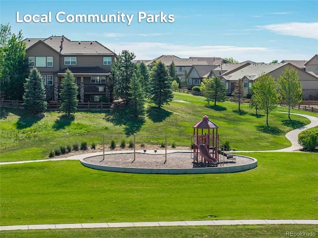 7686 Grady Cir, Castle Rock, CO 80108 - community jungle gym featuring a residential view