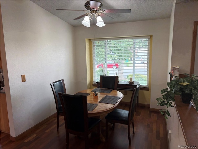 14963 E Adriatic Pl, Aurora, CO 80014 - dining area featuring a ceiling fan, wood finished floors, and a textured ceiling
