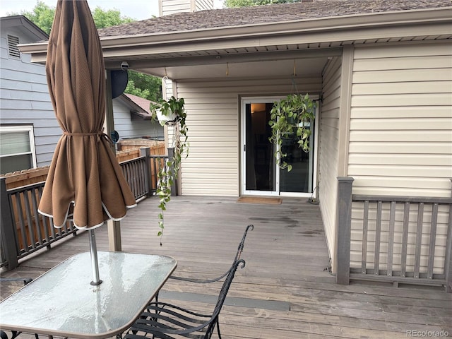 14963 E Adriatic Pl, Aurora, CO 80014 - wooden deck featuring outdoor dining space