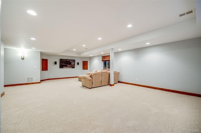 7067 Gray Fox Ct, Highlands Ranch, CO 80130 - unfurnished living room with recessed lighting, light carpet, and baseboards