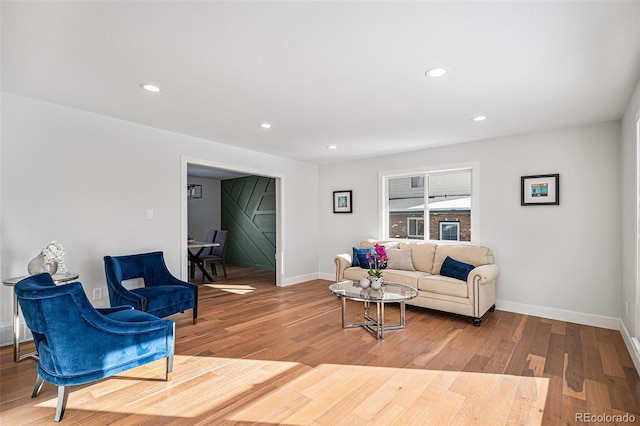 living room with wood-type flooring