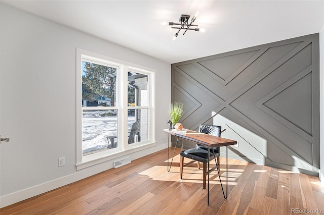 office featuring light wood-type flooring