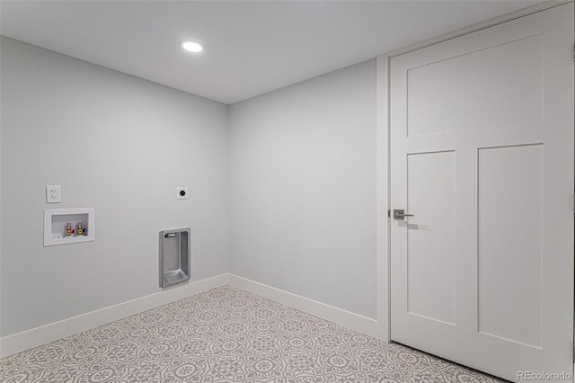 laundry room featuring hookup for an electric dryer and hookup for a washing machine