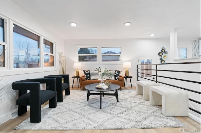 living area featuring light hardwood / wood-style floors