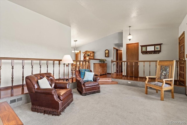 8427 S Custer Ln, Evergreen, CO 80439 - carpeted living room with vaulted ceiling
