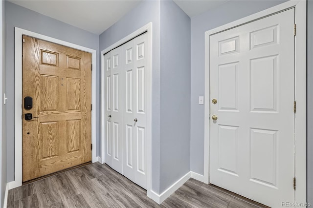 entrance foyer with hardwood / wood-style flooring