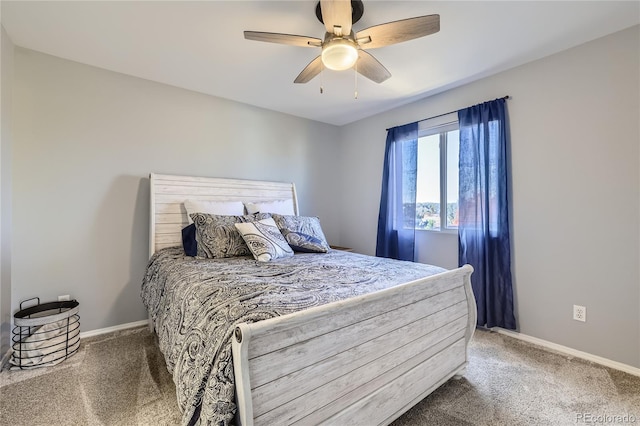 bedroom with carpet floors and ceiling fan