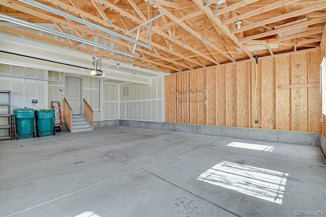 garage with a garage door opener