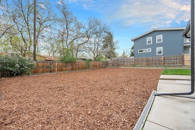 view of yard featuring a fenced backyard