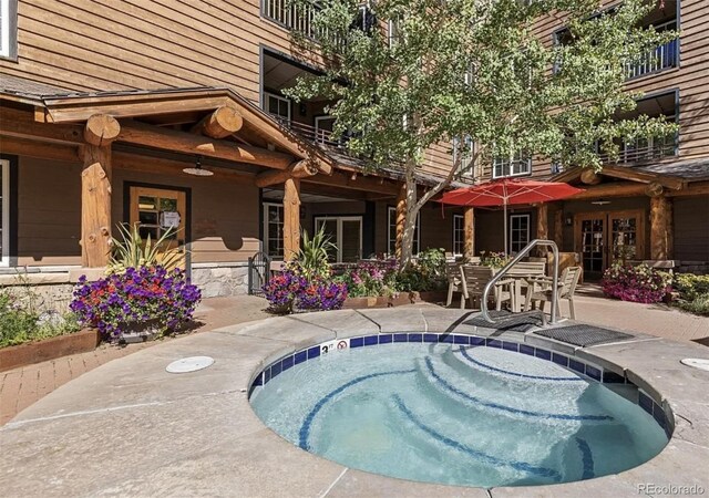 150 Dercum Sq Unit 8501, Keystone, CO 80435 - view of pool with an in ground hot tub and a patio area